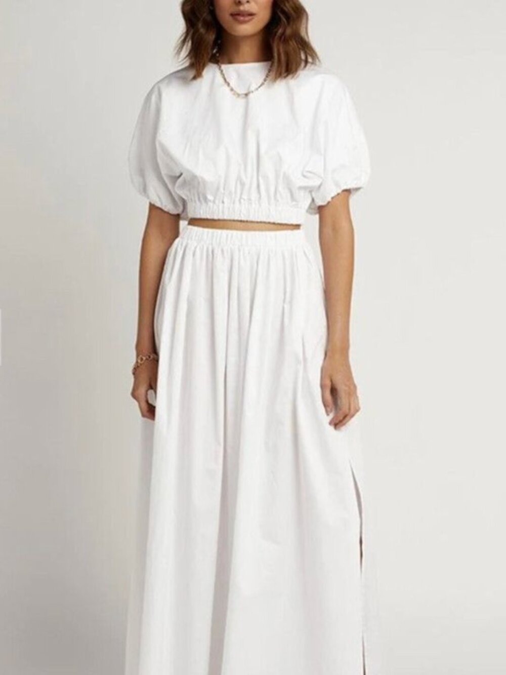 DISSH Valley White Gathered Crop Top